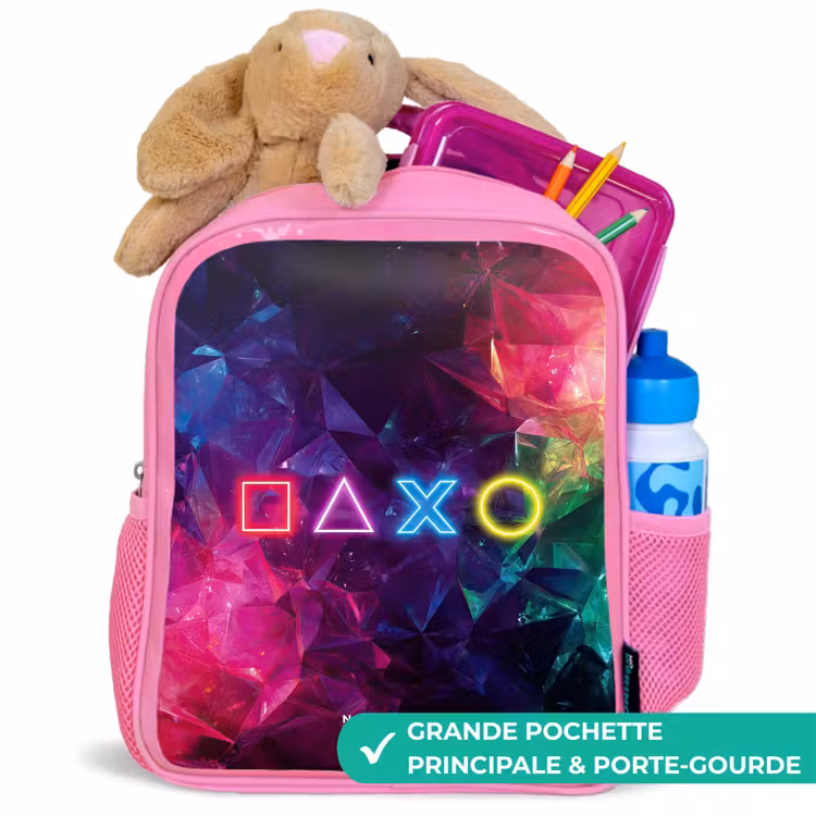 Sac à dos enfant - Rose - Contrôleur - Symboles - Néon — 2