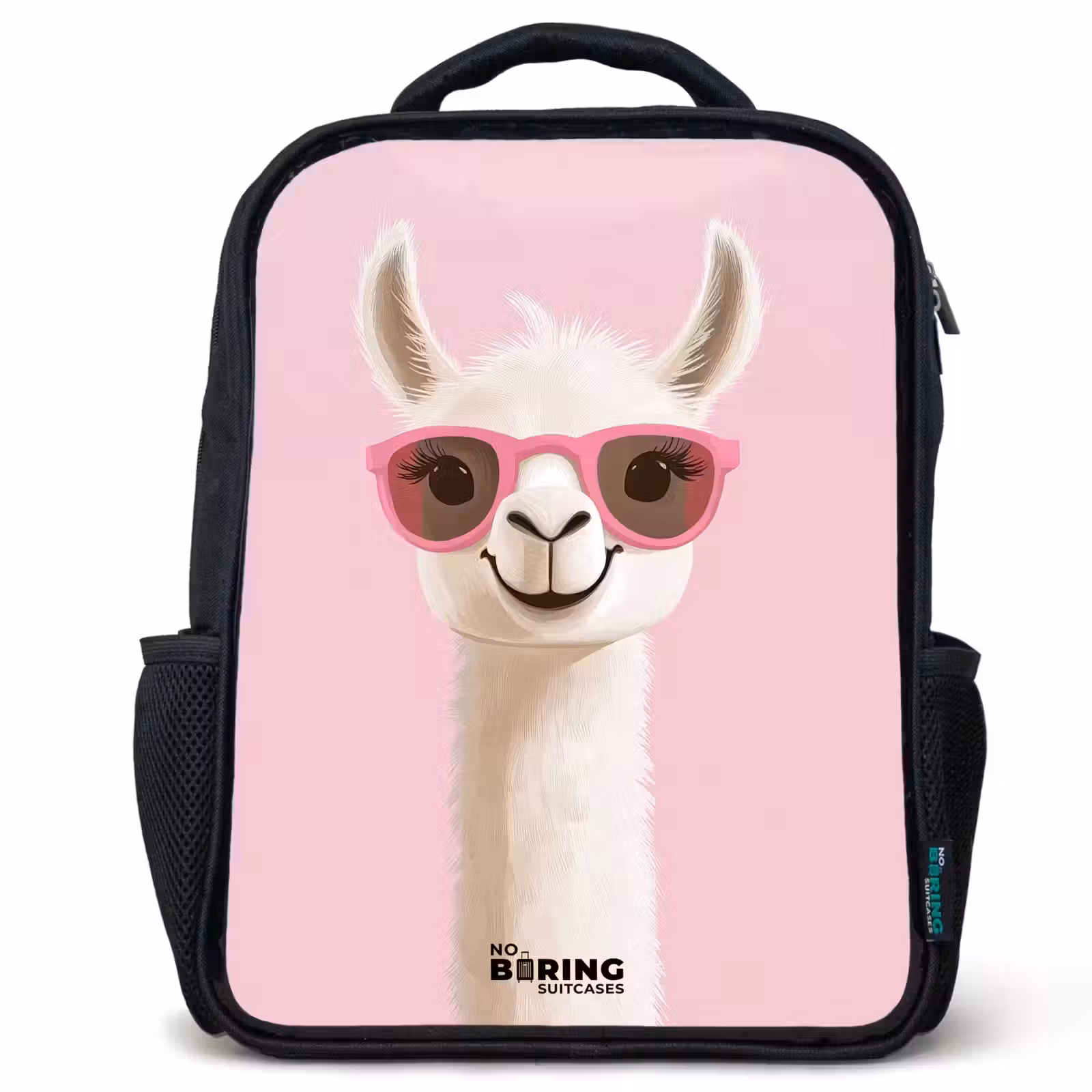 Sac à dos enfant - Rose - Llama - Blanc - Lunettes de soleil - Cils — 1