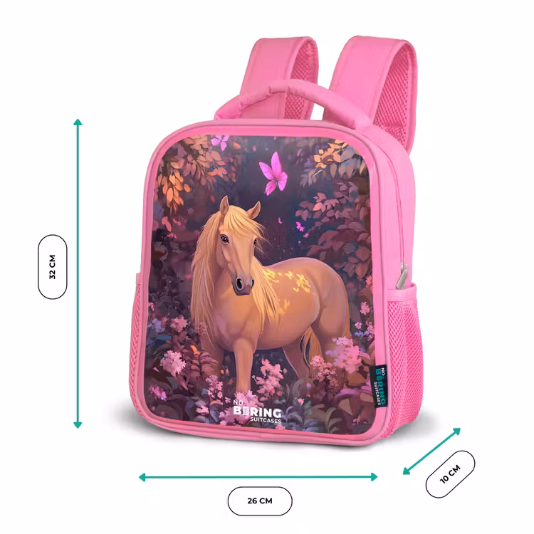 Sac à dos enfant - Rose - Cheval - Fleurs - Violet - Papillon — 3