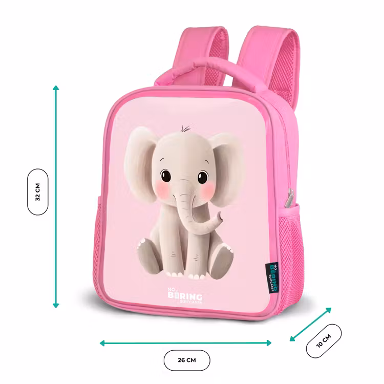 Sac à dos enfant - Rose - Éléphant - Bébé - Fards à joues - Illustration — 3