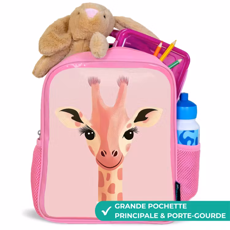Sac à dos enfant - Rose - Girafe - Cils - Minimaliste - Rose — 2