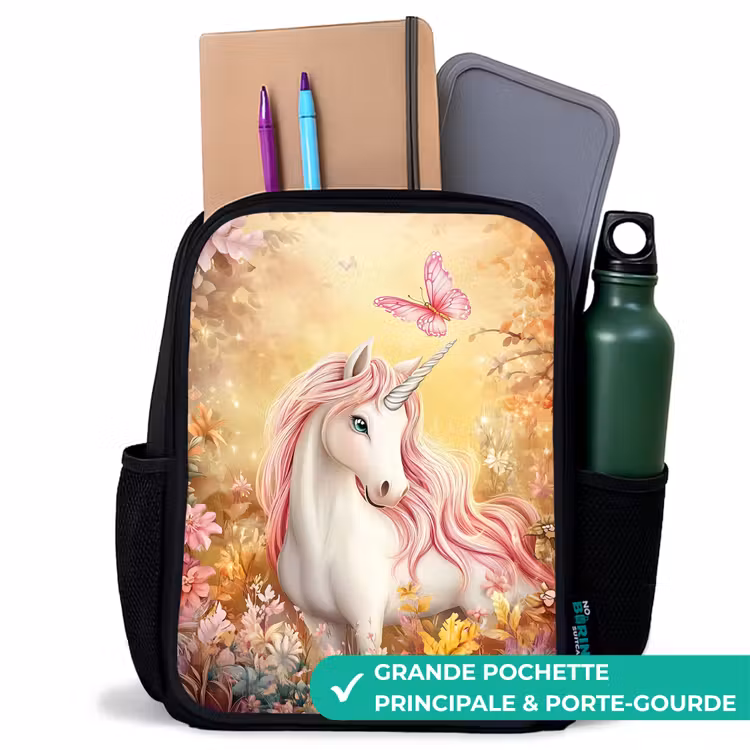 Sac à dos enfant - Rose - Licorne - Papillon - Rose - Crinière — 10