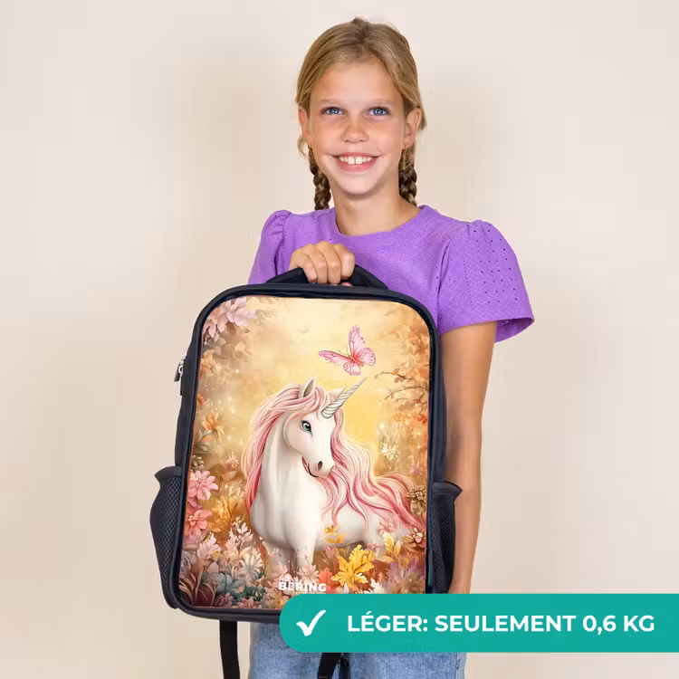 Sac à dos enfant - Rose - Licorne - Papillon - Rose - Crinière — 9