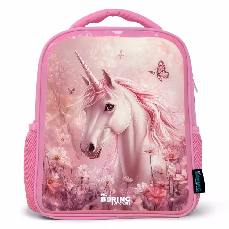 Sac à dos enfant - Rose - Licorne - Rose - Papillons - Fleurs — 1