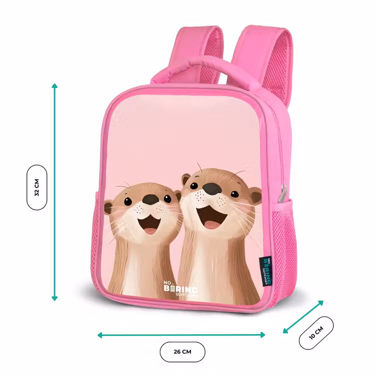 Sac à dos enfant - Rose - Loutre - Sourire - Rose - Illustration — 3