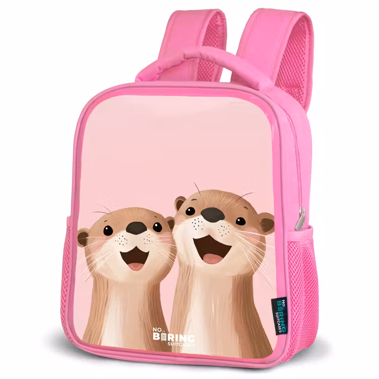 Sac à dos enfant - Rose - Loutre - Sourire - Rose - Illustration — 4