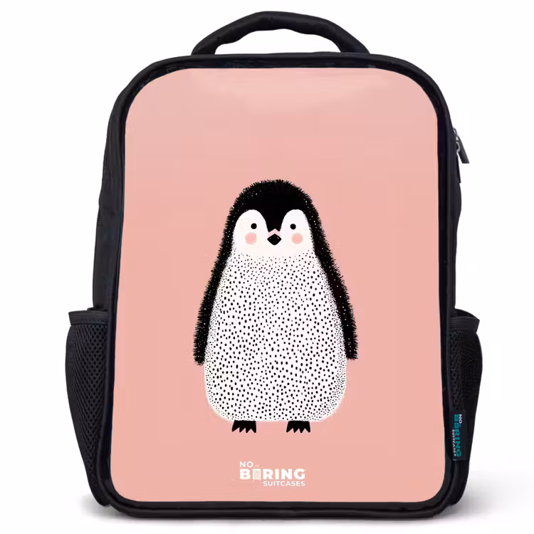 Sac à dos enfant - Rose - Pingouin - Points - Rose - Minimaliste — 1