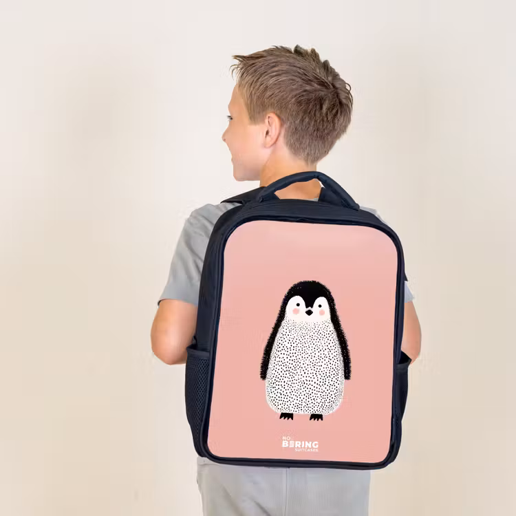 Sac à dos enfant - Rose - Pingouin - Points - Rose - Minimaliste — 2