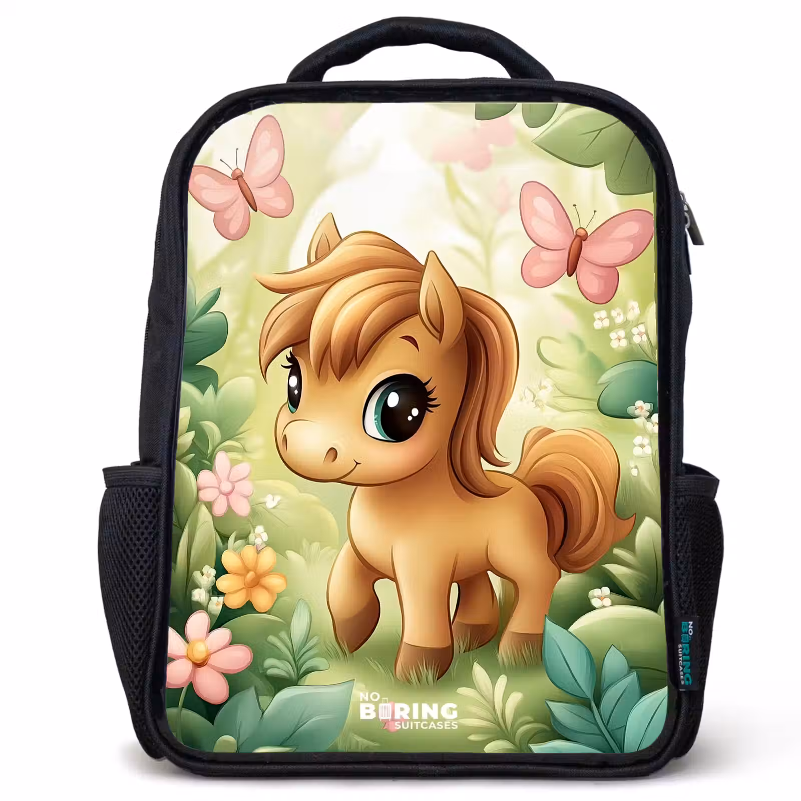 Sac à dos enfant - Rose - Cheval - Fleurs - Papillons — 1