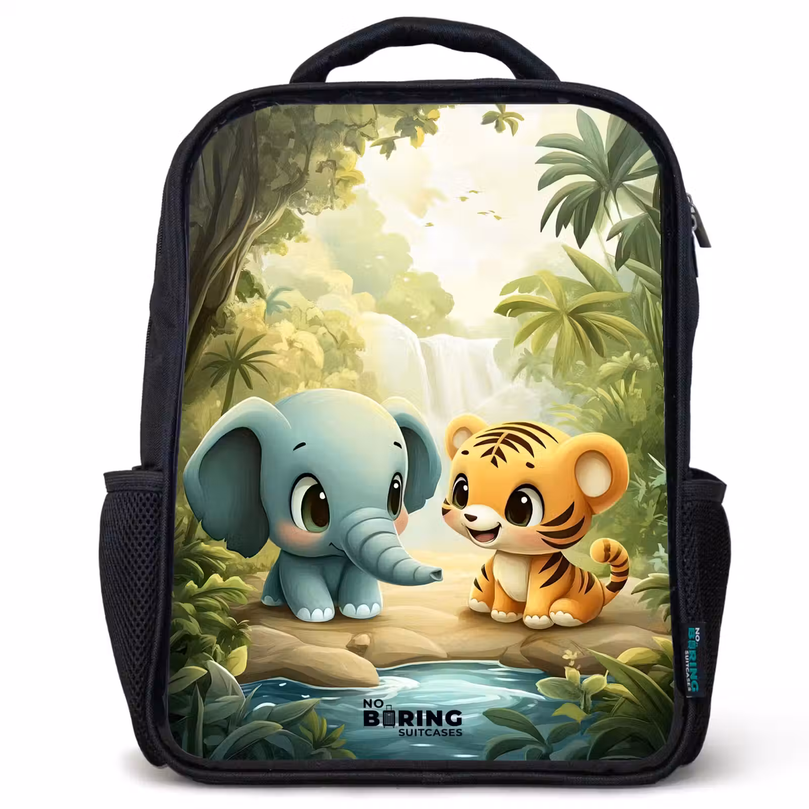 Sac à dos enfant - Rose - Éléphant - Tigre - Forêt - Jungle — 1