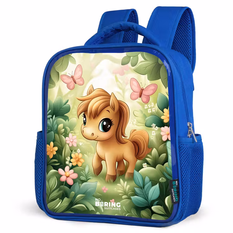 Sac à dos enfant - Bleu - Cheval - Fleurs - Papillons — 7