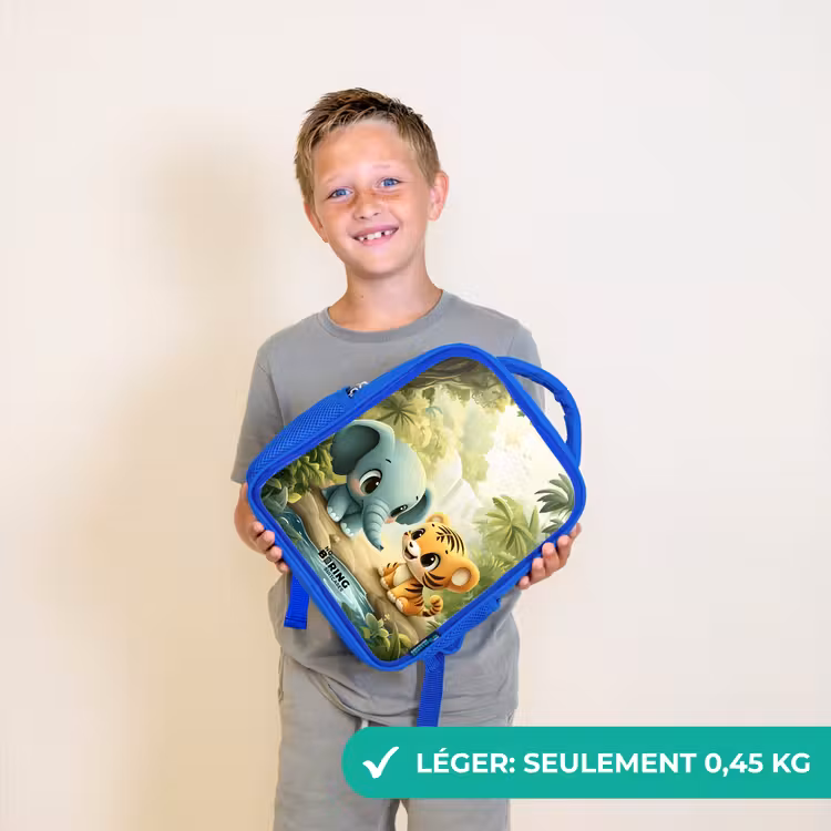 Sac à dos enfant - Bleu - Éléphant - Tigre - Forêt - Jungle — 3