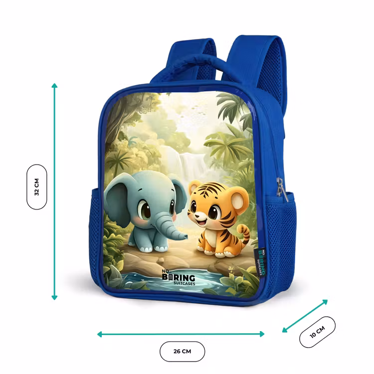 Sac à dos enfant - Bleu - Éléphant - Tigre - Forêt - Jungle — 6