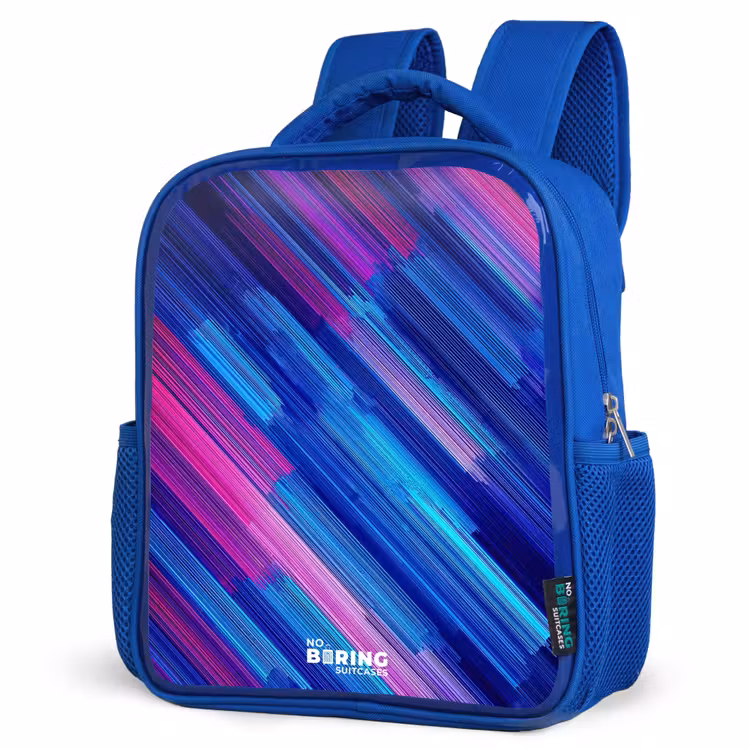 Sac à dos enfant - Bleu - Néon - Rayures - Abstrait - Bleu - Rose — 7