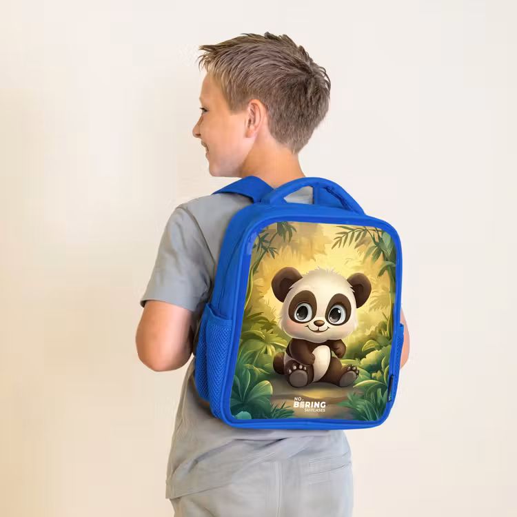 Sac à dos enfant - Bleu - Panda - Forêt de bambous - Vert — 2