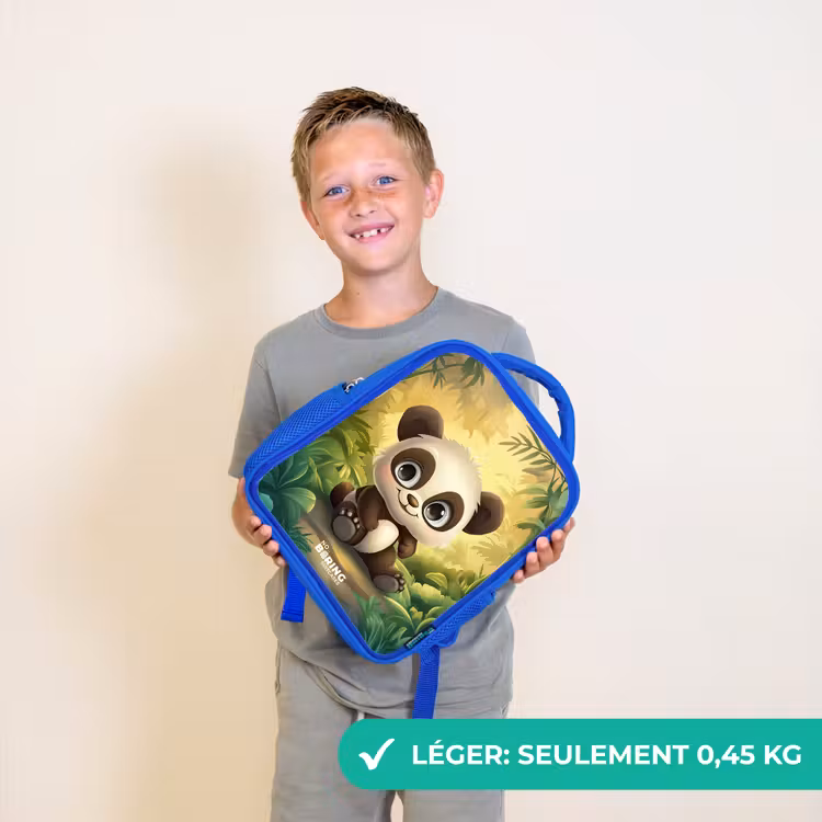 Sac à dos enfant - Bleu - Panda - Forêt de bambous - Vert — 3