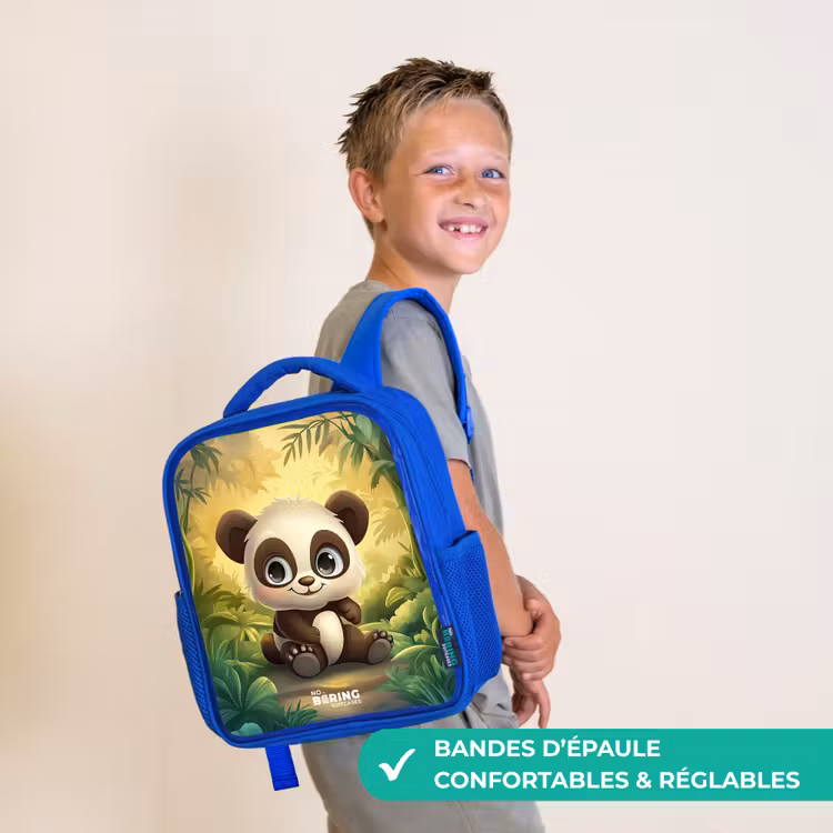 Sac à dos enfant - Bleu - Panda - Forêt de bambous - Vert — 4
