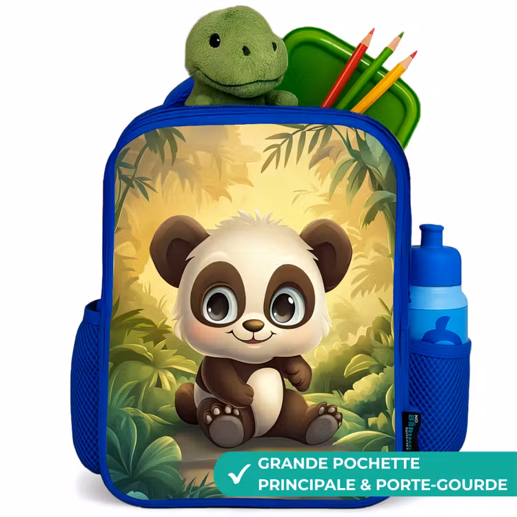 Sac à dos enfant - Bleu - Panda - Forêt de bambous - Vert — 5