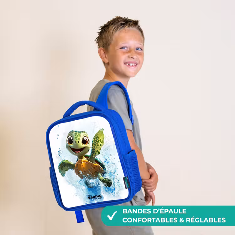 Sac à dos enfant - Bleu - Tortue - Eau - Vert — 4