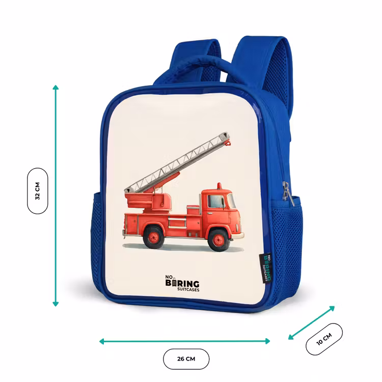 Sac à dos enfant - Bleu - Véhicule de pompiers - Signé - Rouge — 6
