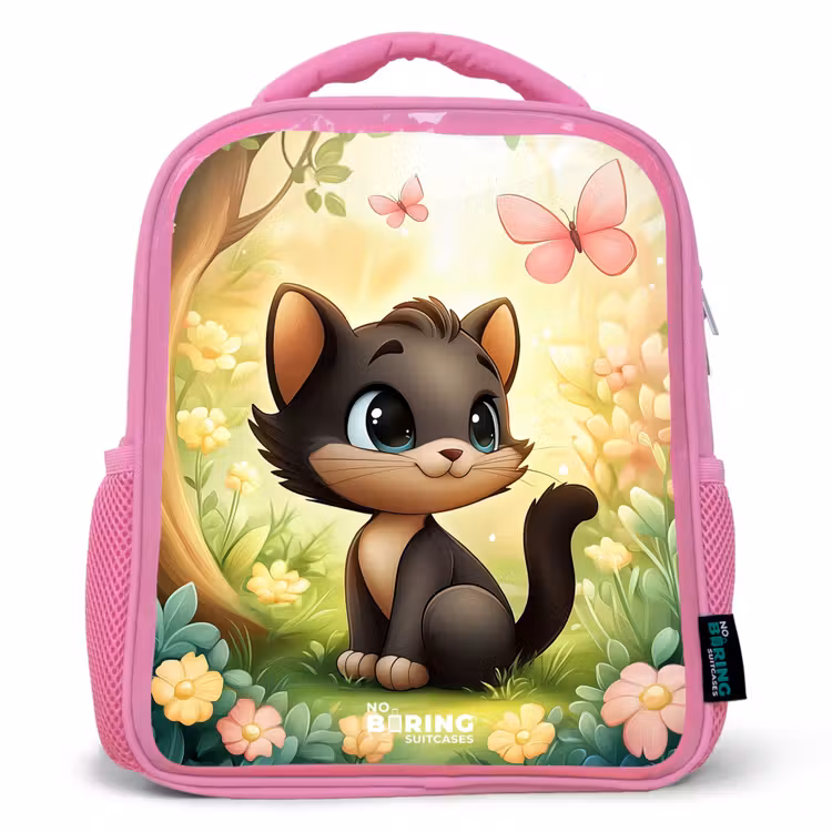 Sac à dos enfant - Rose - Chat - Papillon - Fleurs — 1