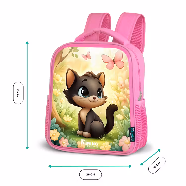 Sac à dos enfant - Rose - Chat - Papillon - Fleurs — 3