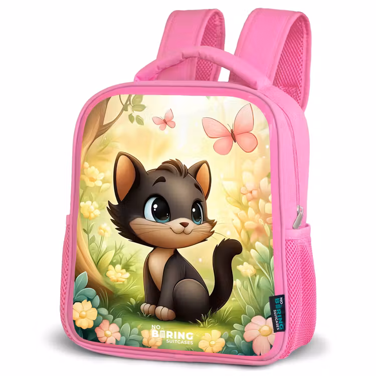 Sac à dos enfant - Rose - Chat - Papillon - Fleurs — 4