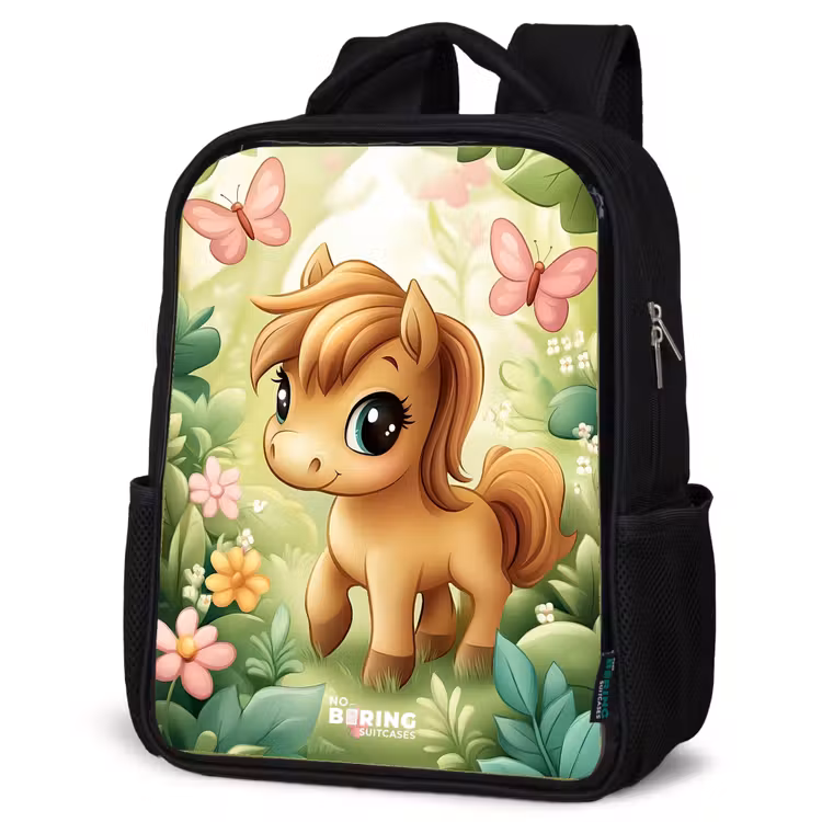 Sac à dos enfant - Rose - Cheval - Fleurs - Papillons — 6