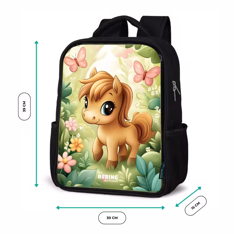 Sac à dos enfant - Rose - Cheval - Fleurs - Papillons — 8