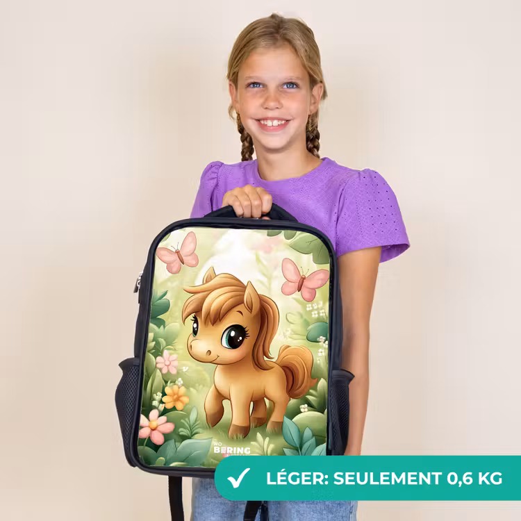 Sac à dos enfant - Rose - Cheval - Fleurs - Papillons — 9