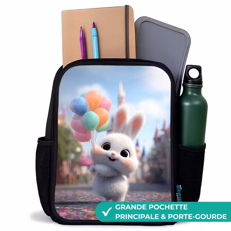 Sac à dos enfant - Rose - Lapin - Ballons — 10