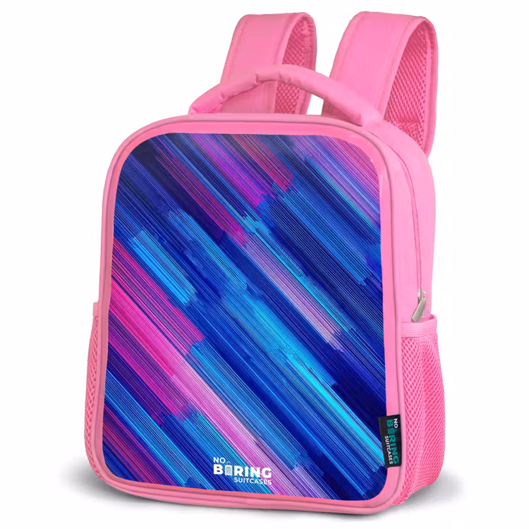 Sac à dos enfant - Rose - Néon - Rayures - Abstrait - Bleu - Rose — 4
