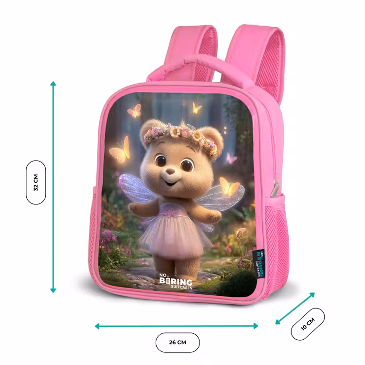 Sac à dos enfant - Rose - Ours - Papillons - Forêt - Fée — 3