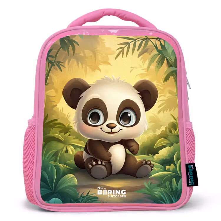 Sac à dos enfant - Rose - Panda - Forêt de bambous - Vert — 1