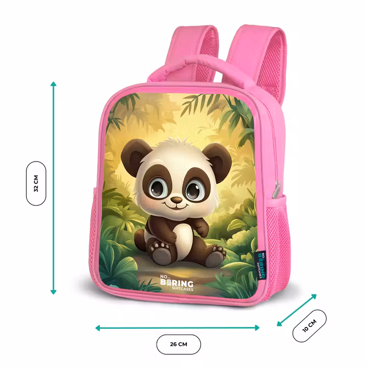 Sac à dos enfant - Rose - Panda - Forêt de bambous - Vert — 3