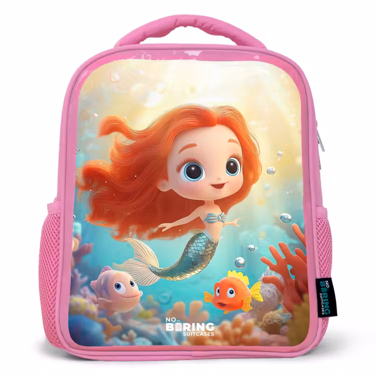 Sac à dos enfant - Rose - Sirène - Poisson - Corail — 1