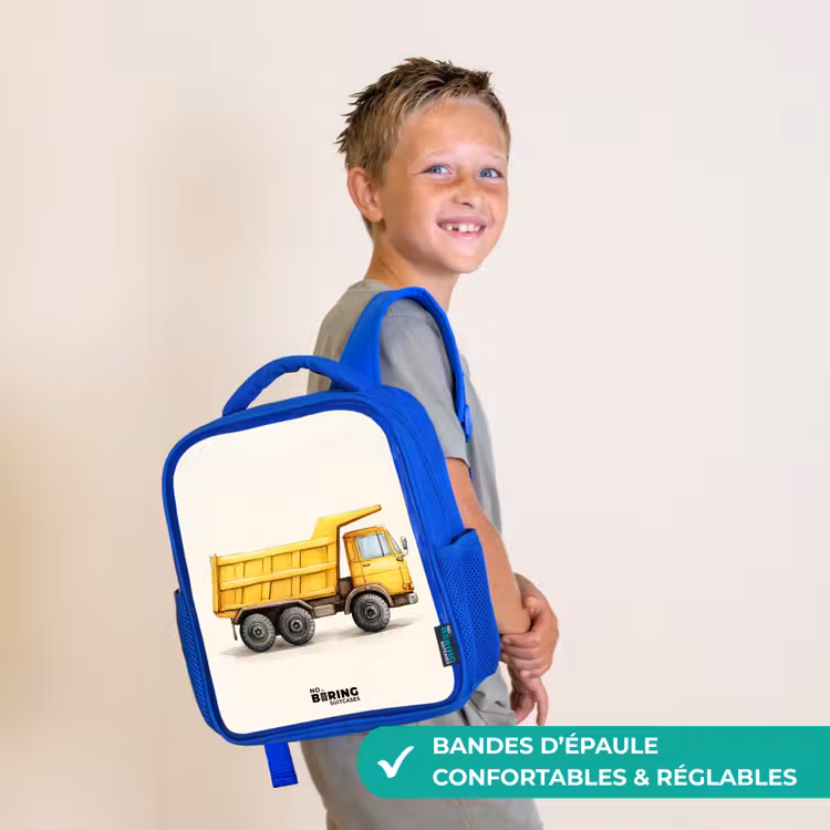 Sac à dos enfant - Bleu - Camion-benne - Signé - Jaune — 4