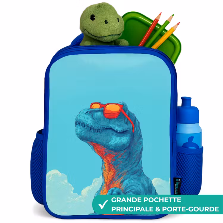 Sac à dos enfant - Bleu - Dino - Lunettes de soleil - Bleu — 5