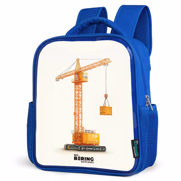 Sac à dos enfant - Bleu - Grue à tour - Signée - Orange — 7