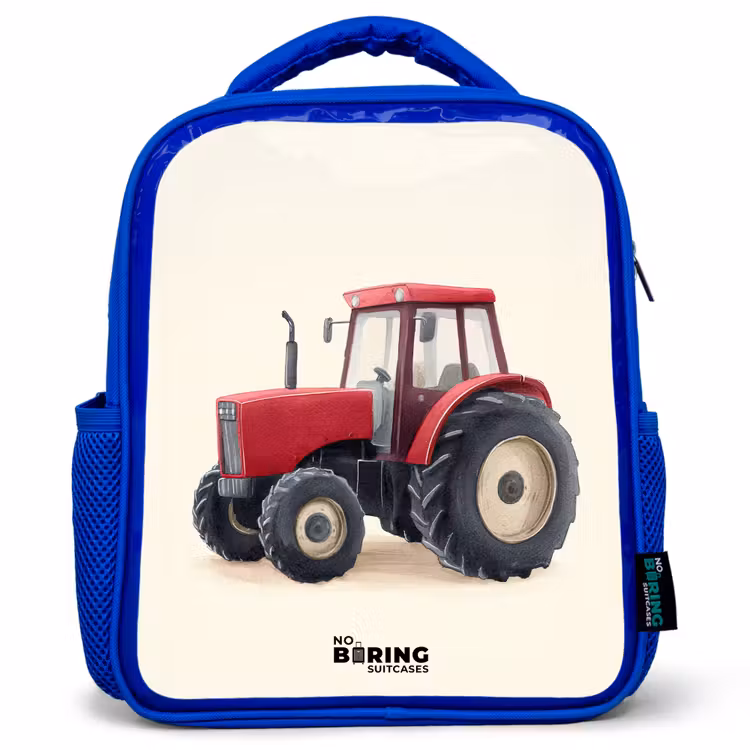 Sac à dos enfant - Bleu - Tracteur - Signé - Rouge — 1