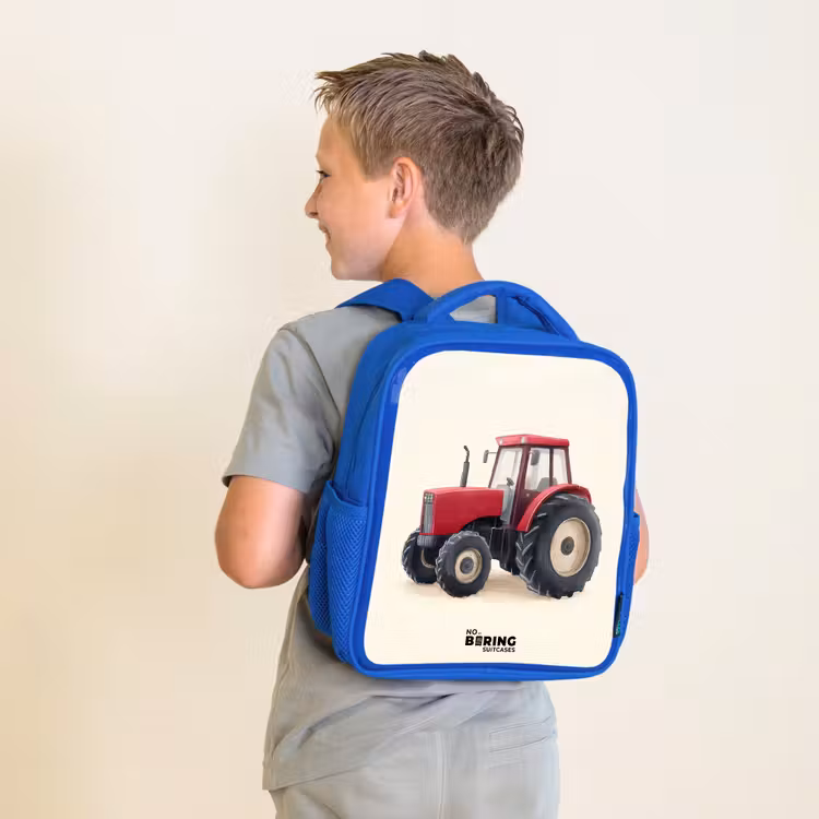 Sac à dos enfant - Bleu - Tracteur - Signé - Rouge — 2