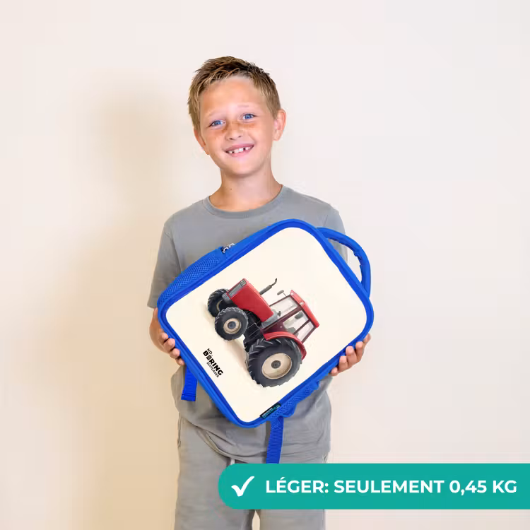 Sac à dos enfant - Bleu - Tracteur - Signé - Rouge — 3