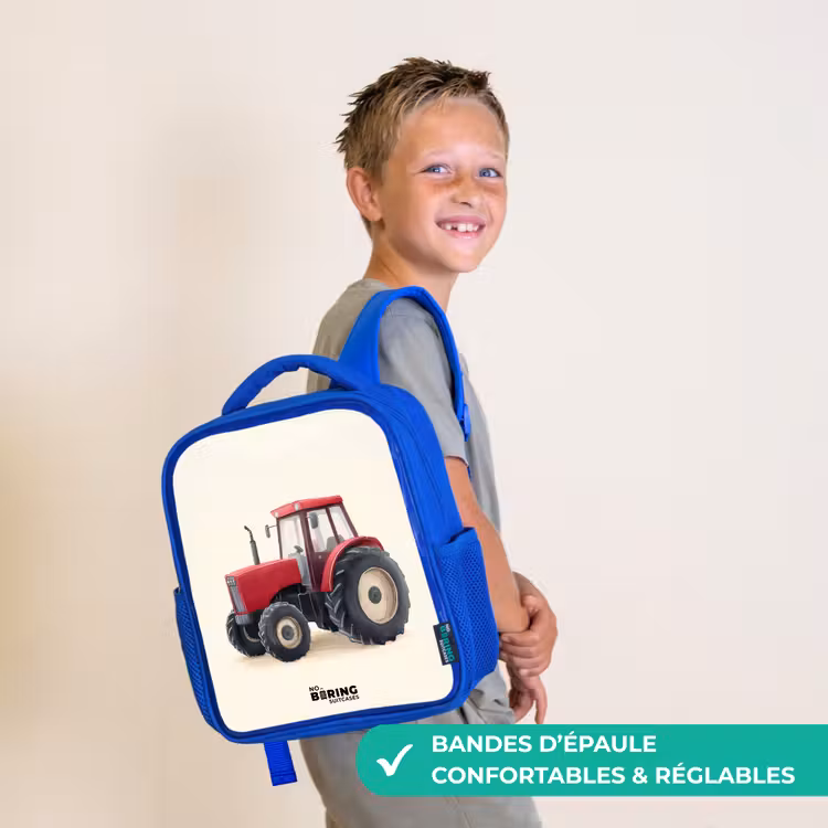 Sac à dos enfant - Bleu - Tracteur - Signé - Rouge — 4