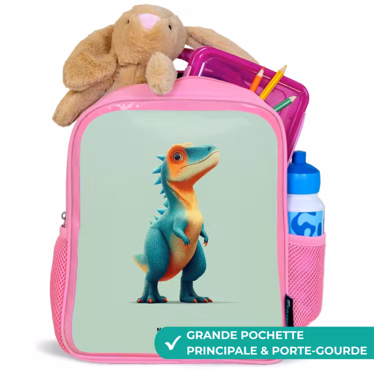 Sac à dos enfant - Rose - Dino - Animal - Vert - Orange — 2