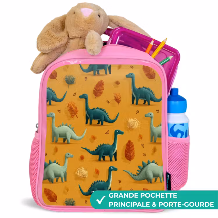 Sac à dos enfant - Rose - Dino - Animaux - Motif — 2