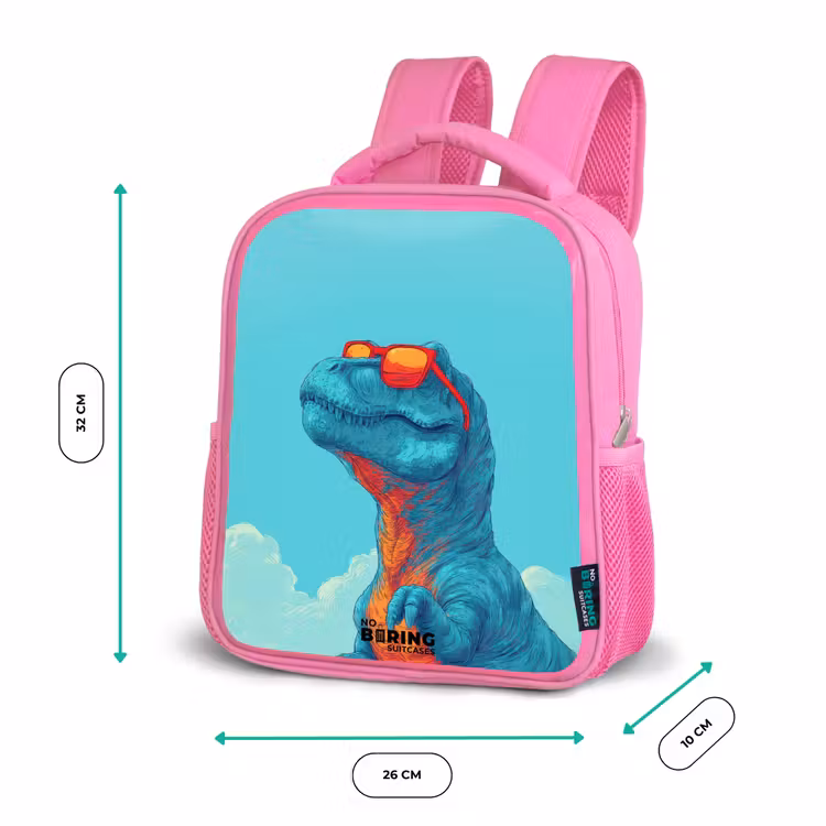 Sac à dos enfant - Rose - Dino - Lunettes de soleil - Bleu — 3