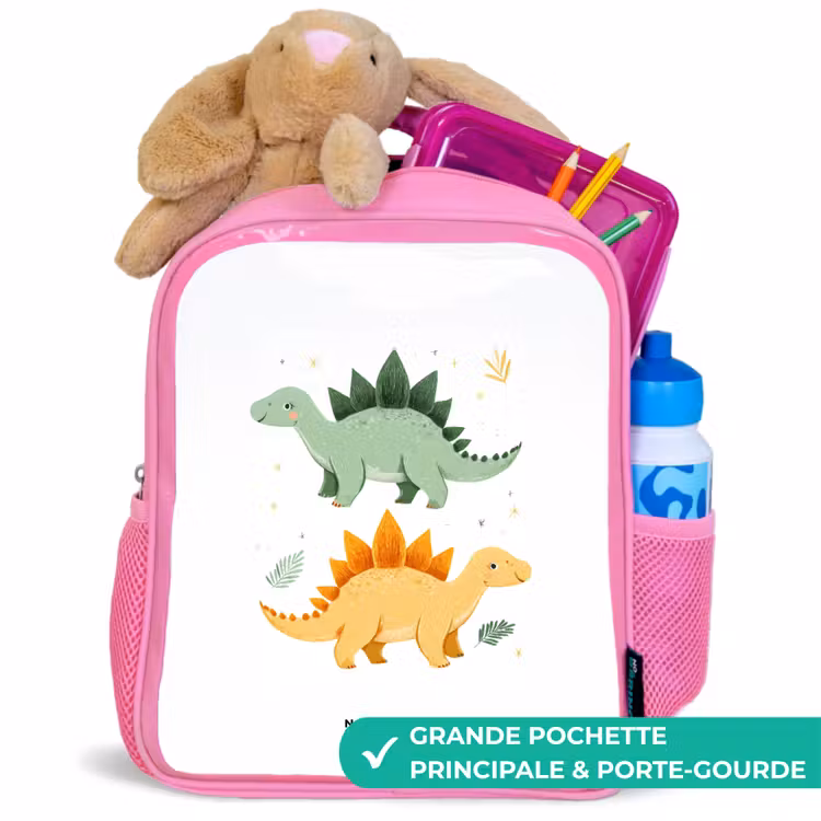 Sac à dos enfant - Rose - Dinosaures - Animaux - Vert - Orange — 2