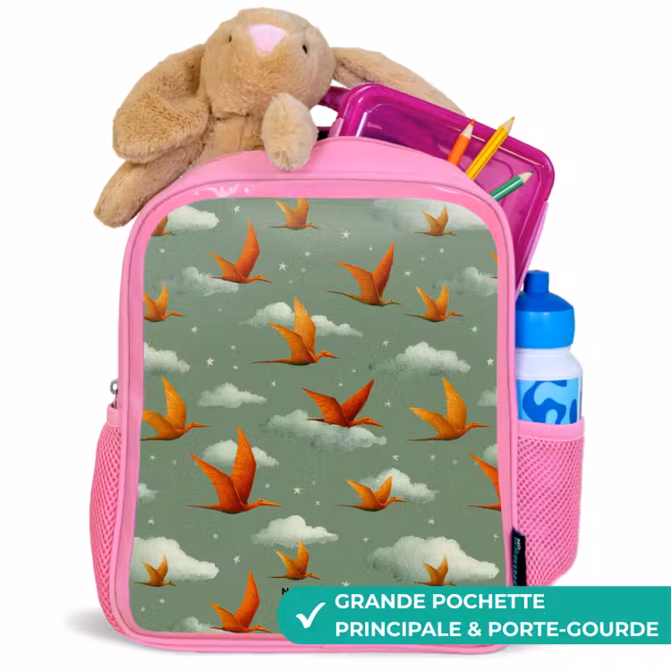 Sac à dos enfant - Rose - Motif - Dino - Ptérosaures — 2