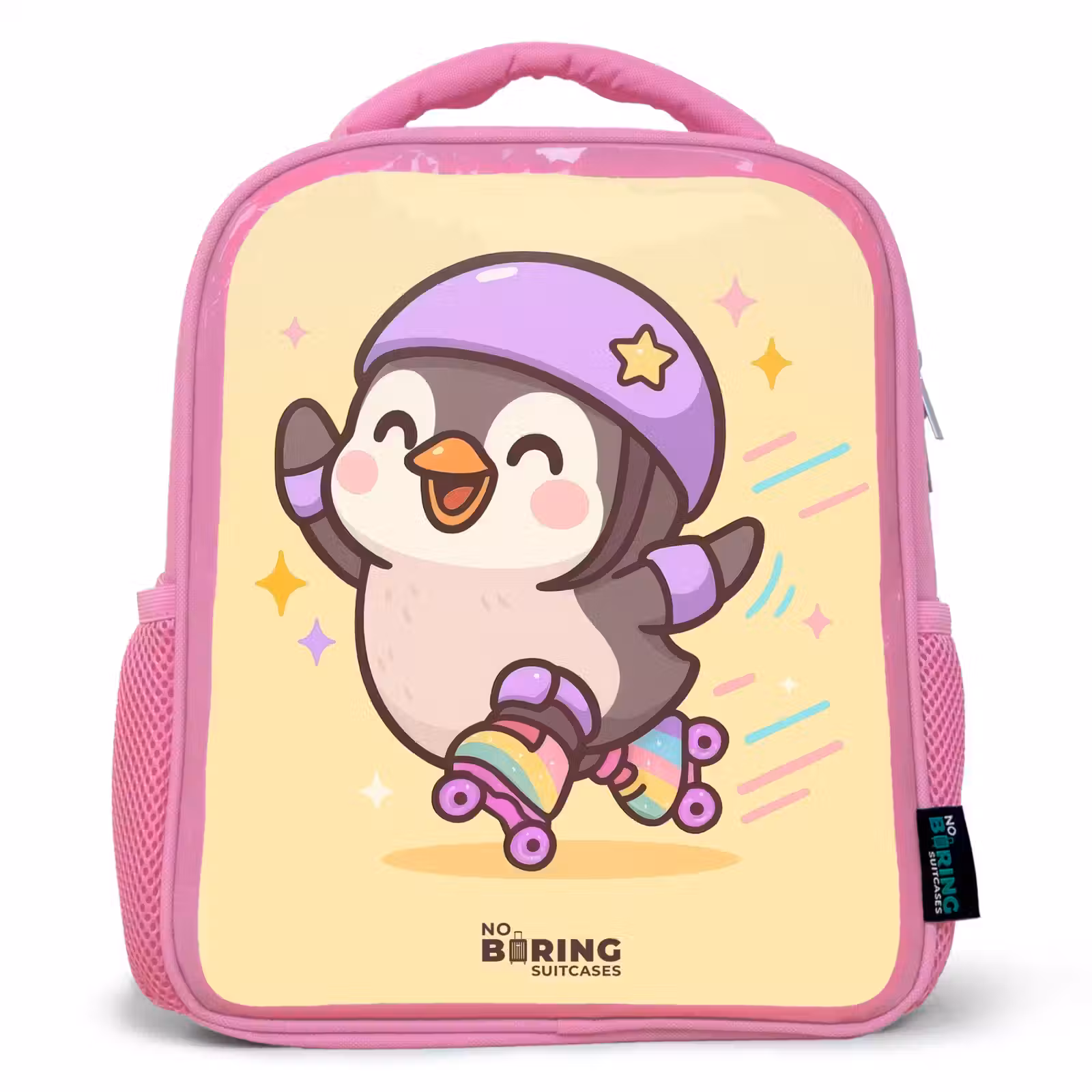 Sac à dos enfant - Rose - Kawai - Pingouin - Patins à roulettes — 1