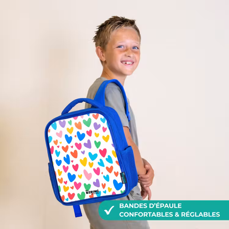 Sac à dos enfant - Bleu - Coeurs colorés — 4